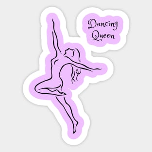 Dancing queen line art. Dancing girl minimalist design. Sticker